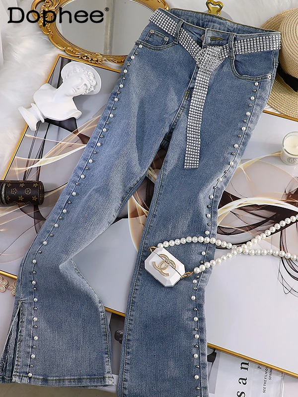 Heavy Industry Beads Blue Jeans Women 2022 New Summer Fashion High Waist Slimming Stretch Split Flared Denim Pants High Street
Heavy Industry Beads Blue Jeans Women 2022 New Summer Fashion High Waist Slimming Stretch Split Flared Denim Pants High Street