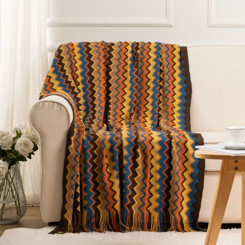 Bohemia Knit Stripe Throw Blanket Home Decorative Bed Thread Tapestry with Tassel Sofa Office Warm Nap Blankets Soft 130*200cm
Bohemia Knit Stripe Throw Blanket Home Decorative Bed Thread Tapestry with Tassel Sofa Office Warm Nap Blankets Soft 130*200cm