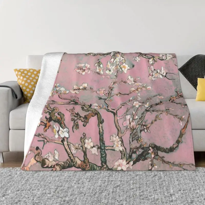 

Одеяло Винсента Ван Гога из миндаля, Фланелевое флисовое теплое одеяло с цветущим миндалем, для постельных принадлежностей