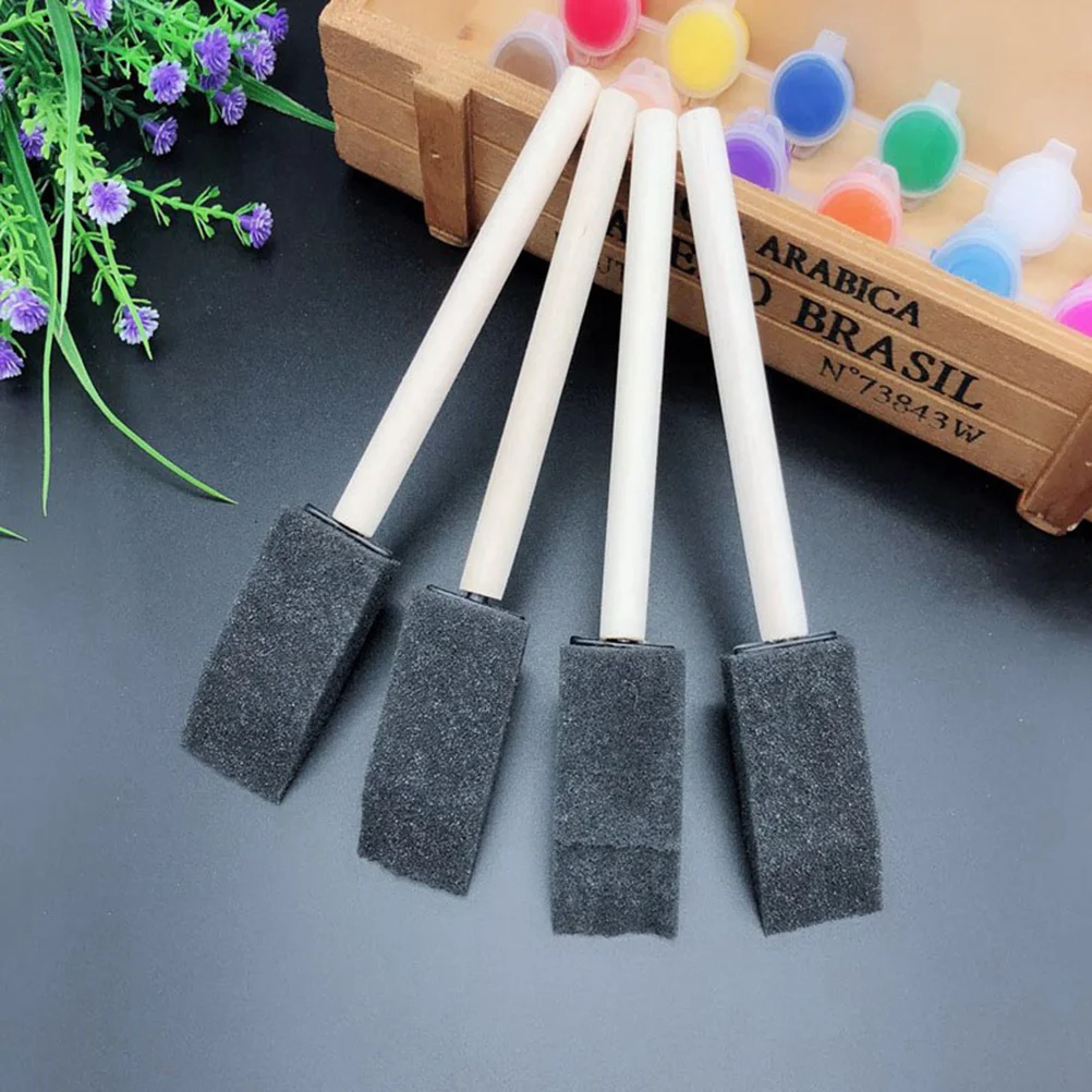 10pcs Sponge Wood Handle Brush Set Paintbrushes 1 Inch for Acrylics Stains Varnishes Crafts ( Black ) 
10pcs Sponge Wood Handle Brush Set Paintbrushes 1 Inch for Acrylics Stains Varnishes Crafts ( Black )