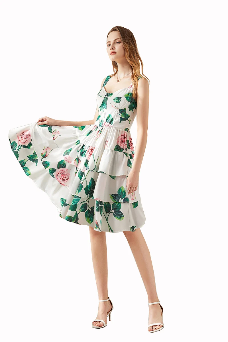 Summer Beach Rose Floral Dress Women Sexy Spaghetti Strap chest pad Backless Flower Print Ruffles Ball Gown
Summer Beach Rose Floral Dress Women Sexy Spaghetti Strap chest pad Backless Flower Print Ruffles Ball Gown
