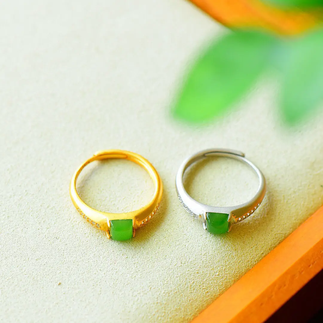Silver natural Hetian jasper square opening adjustable ring cold wind exquisite and elegant ladies jewelry
Silver natural Hetian jasper square opening adjustable ring cold wind exquisite and elegant ladies jewelry