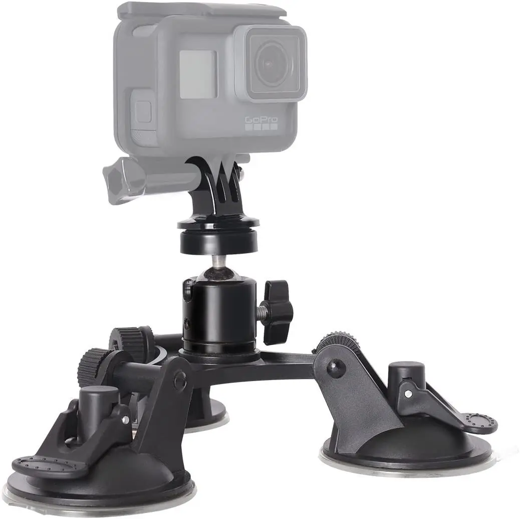 Тройное крепление на присоске для DJI OSMO Action 4 3 Gopro 12 11 10 9 8 7 со стандартным
