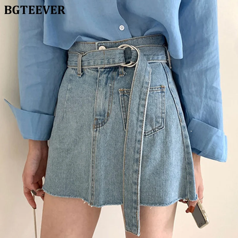 BGTEEVER Spring Summer Chic Belted Mini Jeans Skirts for Women High Waist Pocket Loose Casual Female A-line Denim Skirts 2022
BGTEEVER Spring Summer Chic Belted Mini Jeans Skirts for Women High Waist Pocket Loose Casual Female A-line Denim Skirts 2022
