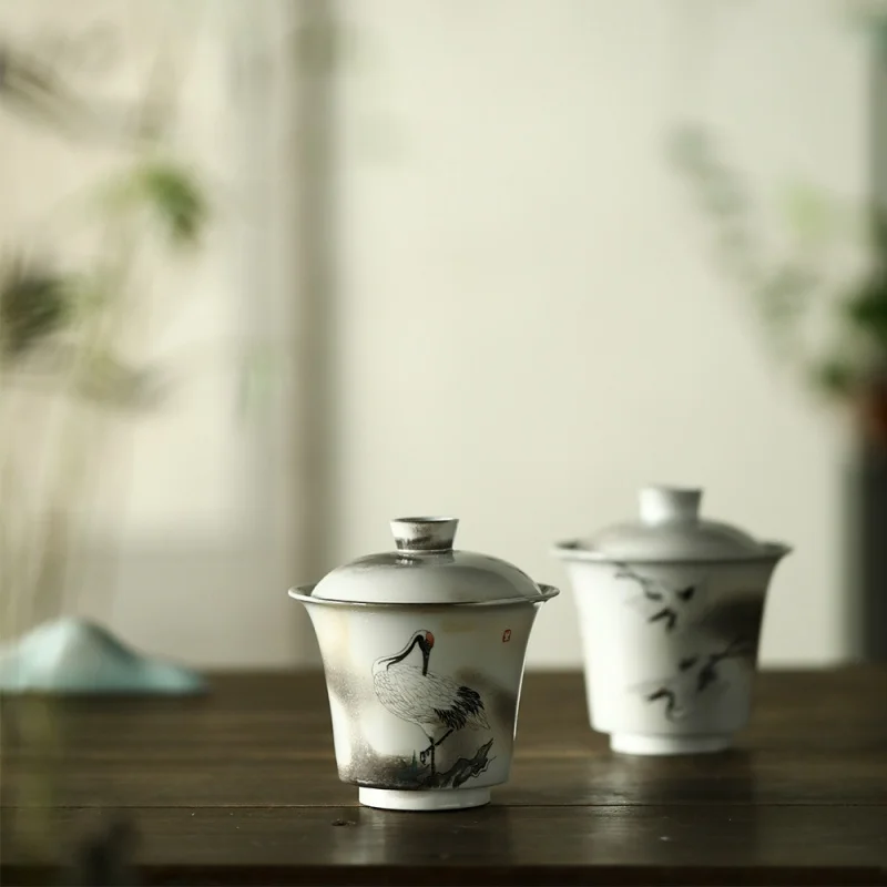 Jingdezhen Ink Painting Crane Firewood Burning Tureen Handmade Bare Burning Natural Dust Antique Kung Fu Tea Set Ceramic Tea Bow
Jingdezhen Ink Painting Crane Firewood Burning Tureen Handmade Bare Burning Natural Dust Antique Kung Fu Tea Set Ceramic Tea Bow