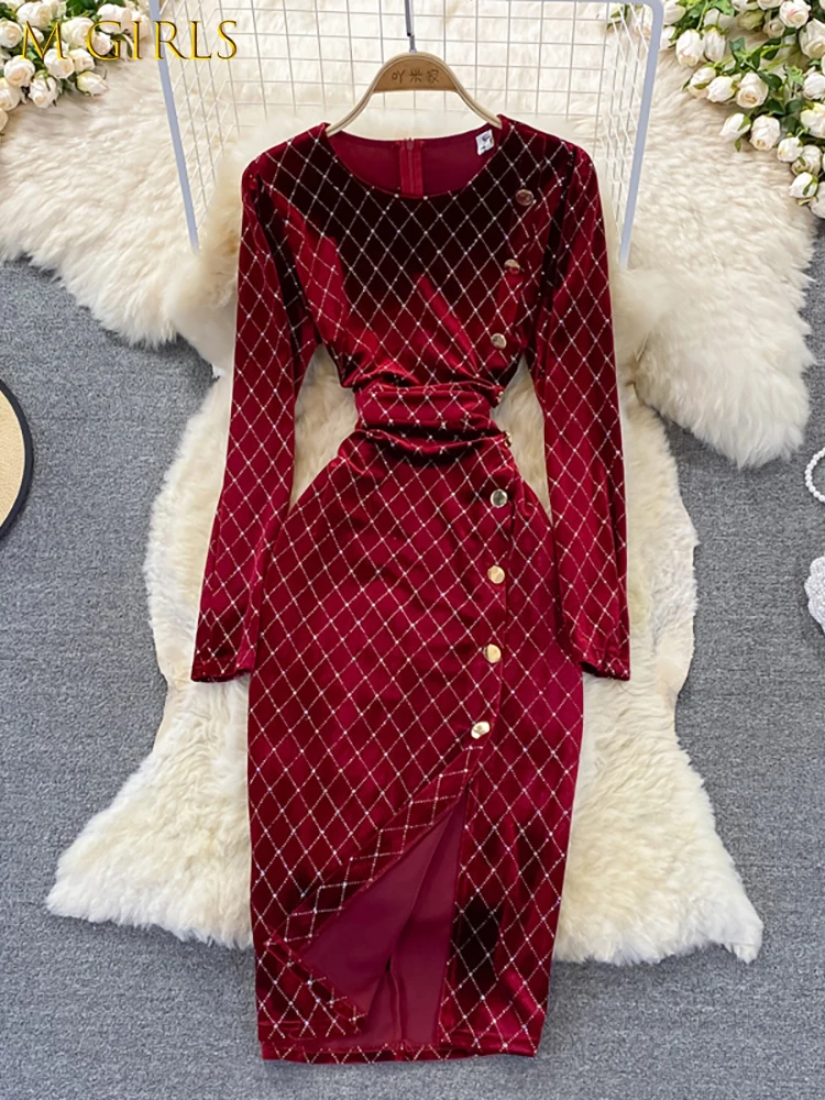 M GIRLSAutumn Winter Women Black/Red Plaid Velvet Party Dress Vintage Round Neck Long Sleeve High Waist Bodycon Sheath
M GIRLSAutumn Winter Women Black/Red Plaid Velvet Party Dress Vintage Round Neck Long Sleeve High Waist Bodycon Sheath