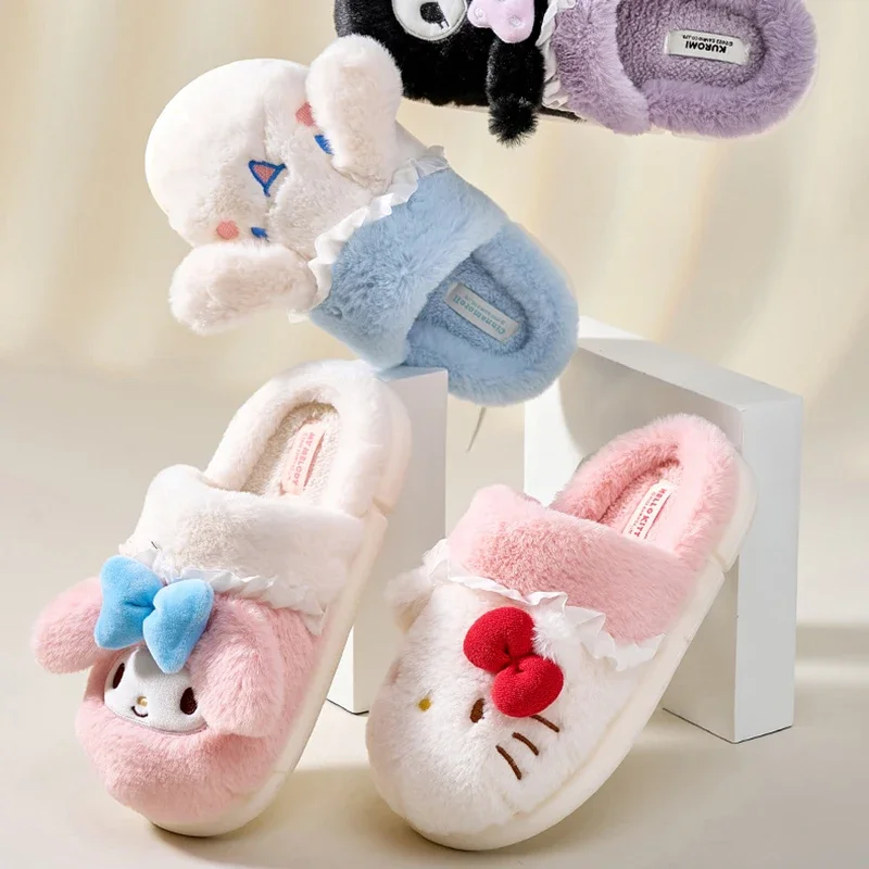 Anime HelloKitty Kawaii Sanrio Plush Slippers New Cute MyMelody Kuromi Cinnamoroll Comfort Home Winter Warm Girl Birthday Gift
Anime HelloKitty Kawaii Sanrio Plush Slippers New Cute MyMelody Kuromi Cinnamoroll Comfort Home Winter Warm Girl Birthday Gift