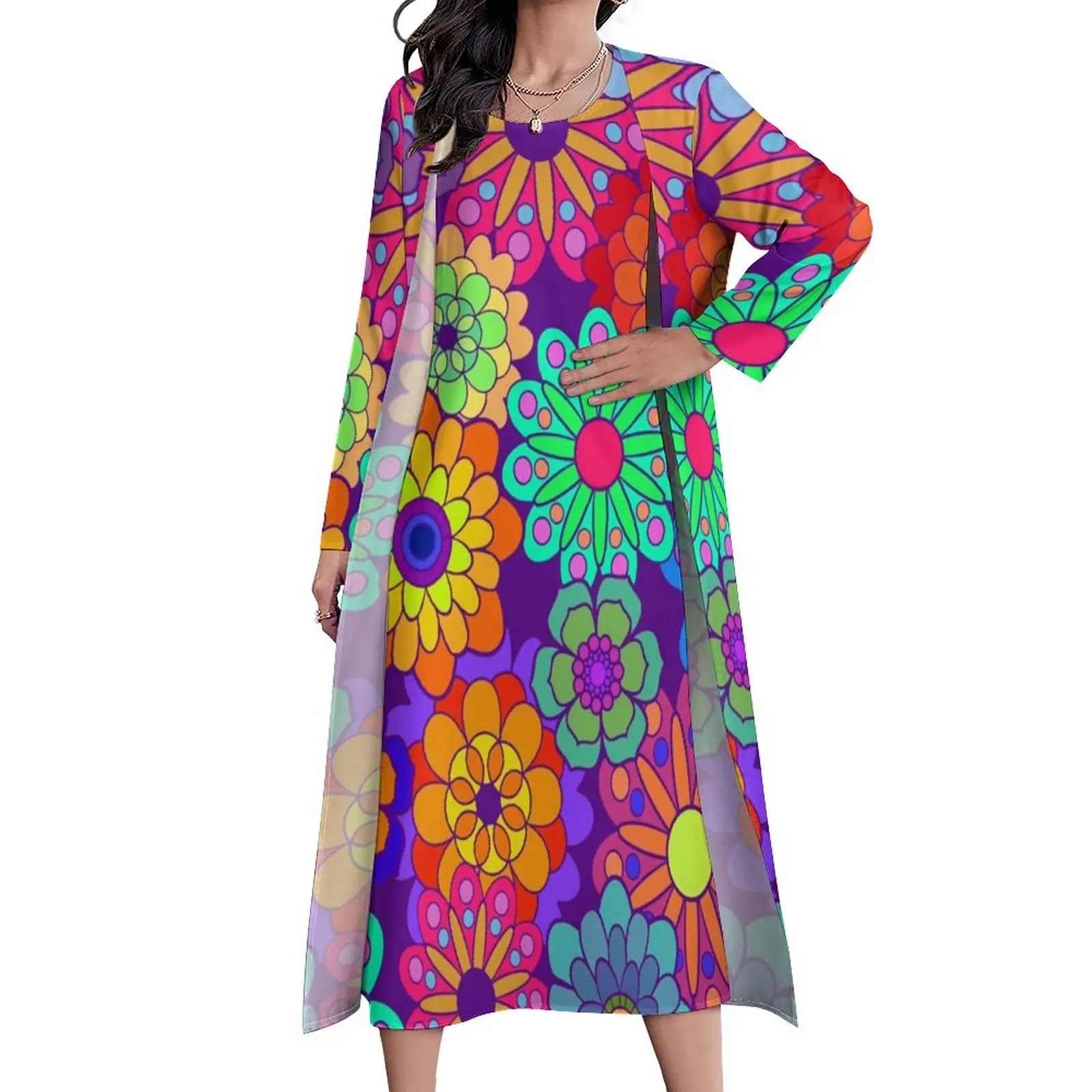 Retro Hippy Flowers Dress Two Piece Flower Power Print Street Style Casual Long Dresses Woman Sexy Maxi Dress Gift
Retro Hippy Flowers Dress Two Piece Flower Power Print Street Style Casual Long Dresses Woman Sexy Maxi Dress Gift