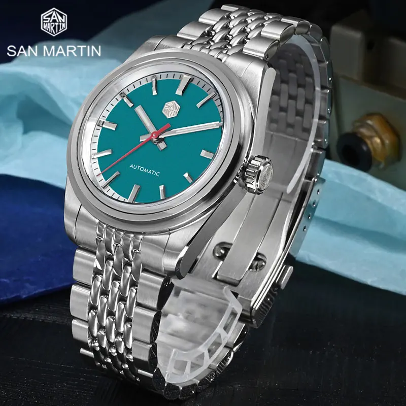Часы наручные San Martin Мужские механические, модные спортивные автоматические, с сапфировым стеклом, светящиеся бриллиантами, водонепроницаемость 20 бар, NH35 
Часы наручные San Martin Мужские механические, модные спортивные автоматические, с сапфировым стеклом, светящиеся бриллиантами, водонепроницаемость 20 бар, NH35