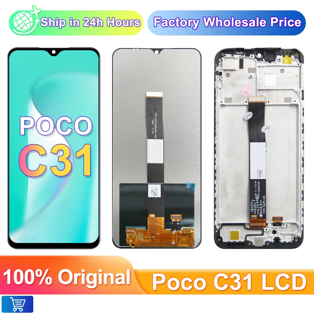 Оригинальный ЖК-дисплей 6,53 дюйма для Xiaomi POCO C31, сенсорный экран, дигитайзер с рамкой в сборе для MZB0A0MIN, MZB0A0KIN, 211033MI, ЖК-дисплей
Оригинальный ЖК-дисплей 6,53 дюйма для Xiaomi POCO C31, сенсорный экран, дигитайзер с рамкой в сборе для MZB0A0MIN, MZB0A0KIN, 211033MI, ЖК-дисплей