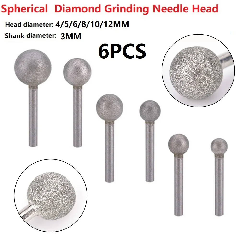 6PCS Diamond Round Ball Burr Drill Bit Set For Carving Engraving Drilling 4-12mm For Sculpting Dressing Grinding Needle Head
6PCS Diamond Round Ball Burr Drill Bit Set For Carving Engraving Drilling 4-12mm For Sculpting Dressing Grinding Needle Head