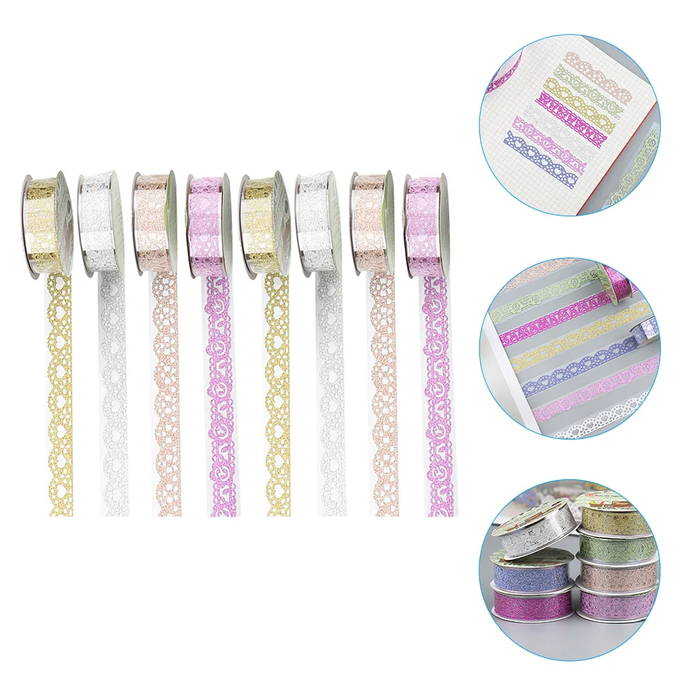 8 Rolls Lace Pattern Self-Adhesive Tape Glitter Bling Sticker Colorful Tape for Frame Gift Wrapping (Mixed Style)
8 Rolls Lace Pattern Self-Adhesive Tape Glitter Bling Sticker Colorful Tape for Frame Gift Wrapping (Mixed Style)
