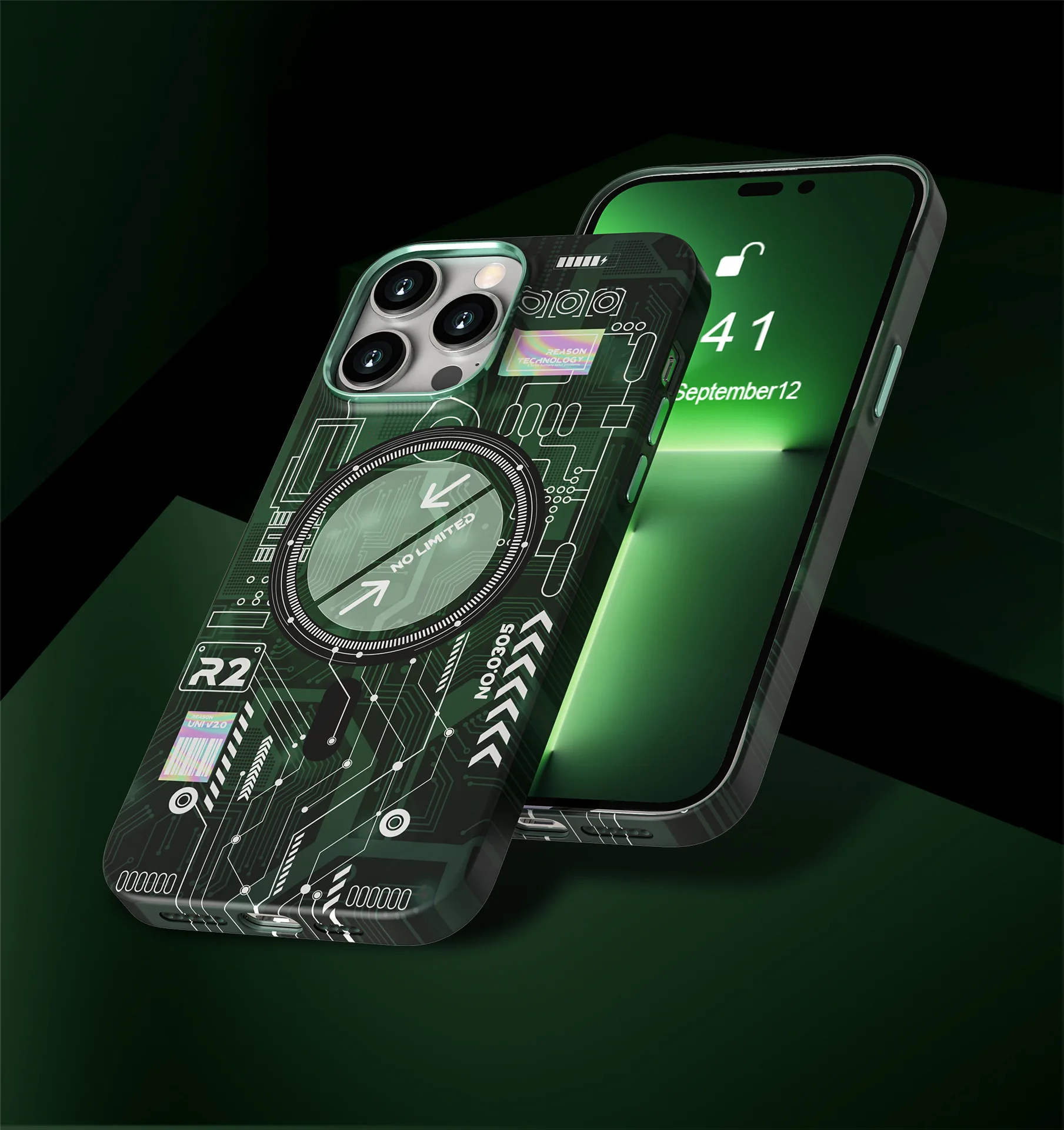 

Tech Sense Luminous Phone Case for iPhone 14ProMax 12Pro 14 13Pro Magnetic Case Premium Sense IMD Frosted Anti-Fingerprint Cover