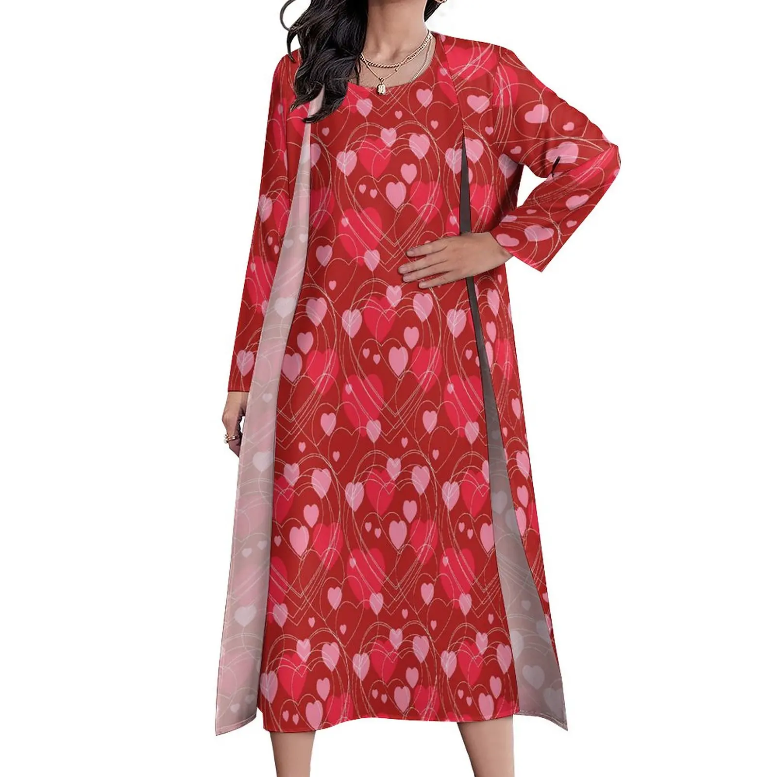 Valentine Hearts Dress Long Sleeve Red And Pink Korean Fashion Bohemia Long Dresses Ladies Cute Maxi Dress Gift
Valentine Hearts Dress Long Sleeve Red And Pink Korean Fashion Bohemia Long Dresses Ladies Cute Maxi Dress Gift