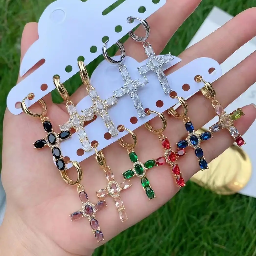 5Pairs Fashion Jewelry Gold Plated Jewelry Small Hoop With Cross Crystal Zircon Pendant Charming Religious Dangle Earring
5Pairs Fashion Jewelry Gold Plated Jewelry Small Hoop With Cross Crystal Zircon Pendant Charming Religious Dangle Earring