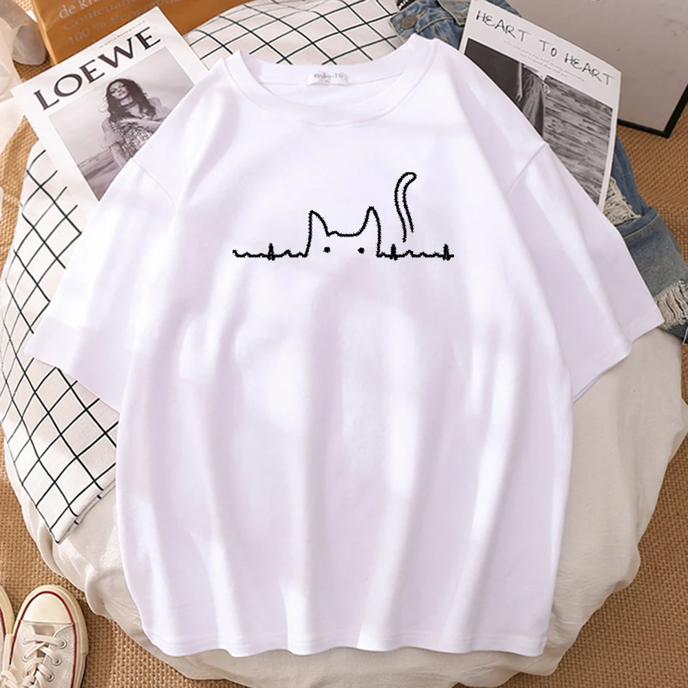 Футболка мужская с принтом кота и электрокардиограммы, милая Повседневная тенниска с коротким рукавом, креативная майка, одежда
Футболка мужская с принтом кота и электрокардиограммы, милая Повседневная тенниска с коротким рукавом, креативная майка, одежда