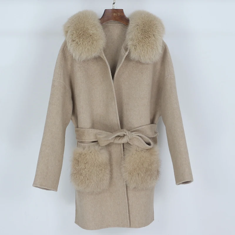 Aoottii 2022 Cashmere Wool Blends Real Fur Coat Winter Jacket Women Natural Fox Fur Collar Pocket Loose Outerwear Belt Streetwea
Aoottii 2022 Cashmere Wool Blends Real Fur Coat Winter Jacket Women Natural Fox Fur Collar Pocket Loose Outerwear Belt Streetwea