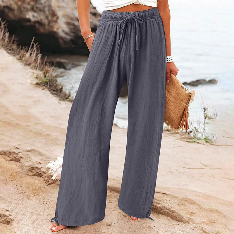 Women Summer High Waist Drawstring Pants Comfortable Loose Street Wear Wide Leg Pant Plus Size Ladies Trousers 
Women Summer High Waist Drawstring Pants Comfortable Loose Street Wear Wide Leg Pant Plus Size Ladies Trousers