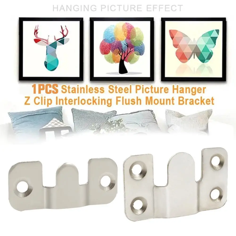 

1pc Stainless Steel Interlock Hanging Buckle Flush Mount Bracket Furniture Connector Wall Picture Frame Hanger Display Hooks