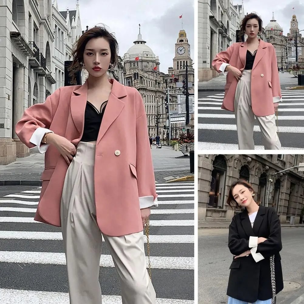 Women Blazer Jacket Formal Business Loose Solid Color Double Button Lapel Notch Collar Mid Length OL Commute Suit Coat Outerwear
Women Blazer Jacket Formal Business Loose Solid Color Double Button Lapel Notch Collar Mid Length OL Commute Suit Coat Outerwear