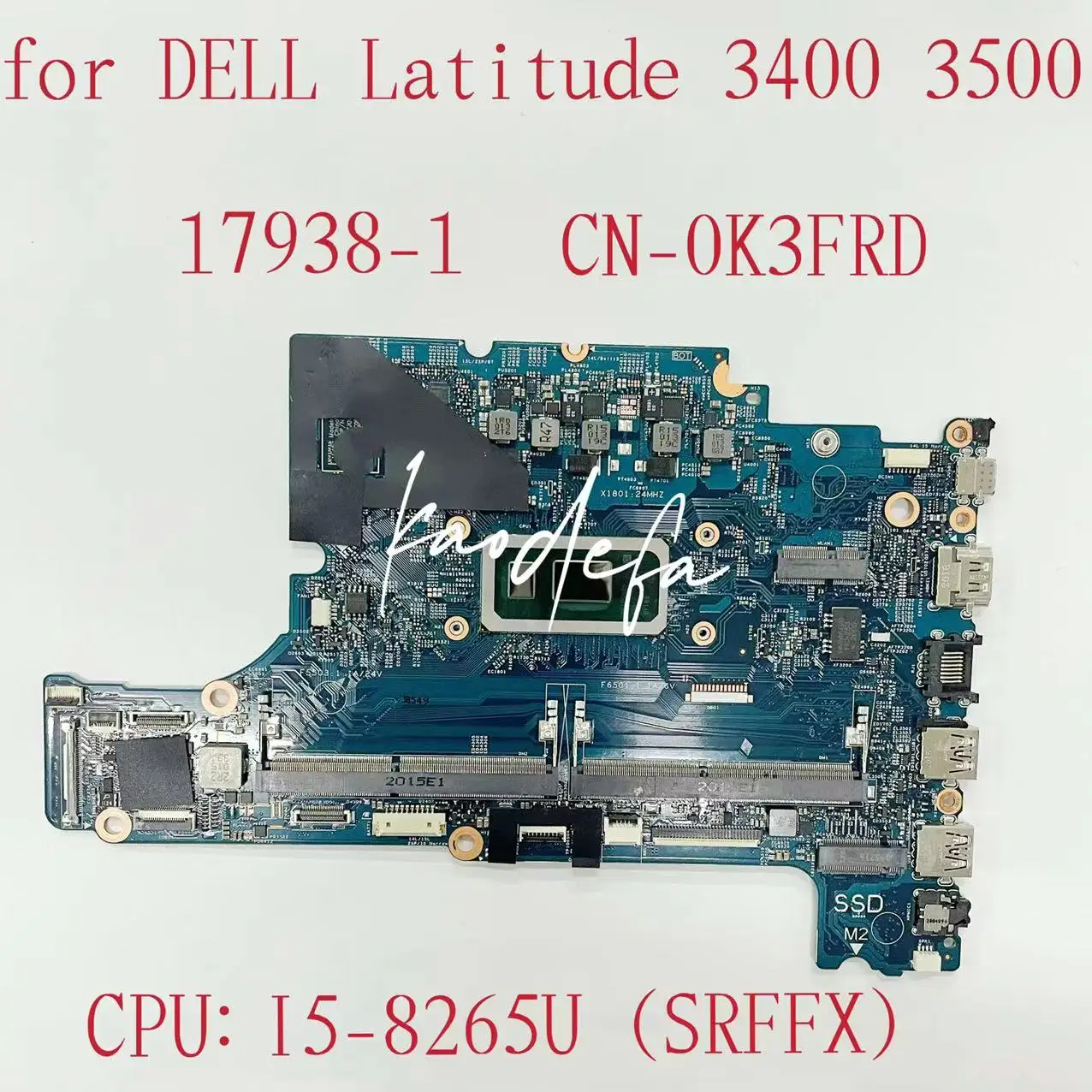 Материнская плата 17938-1 для ноутбука Dell 3400 3500, системная плата CPU:I5-8265U SRFFX DDR4 CN-0K3FRD 0K3FRD K3FRD Test OK
Материнская плата 17938-1 для ноутбука Dell 3400 3500, системная плата CPU:I5-8265U SRFFX DDR4 CN-0K3FRD 0K3FRD K3FRD Test OK