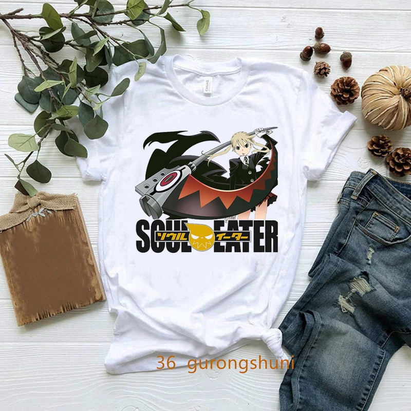 Tee Shirt Femme Anime Soul Eater Cartoon Print Women t-shirts Fashion Harajuku Shirt Summer 90s Girls t shirts Streetwear
Tee Shirt Femme Anime Soul Eater Cartoon Print Women t-shirts Fashion Harajuku Shirt Summer 90s Girls t shirts Streetwear