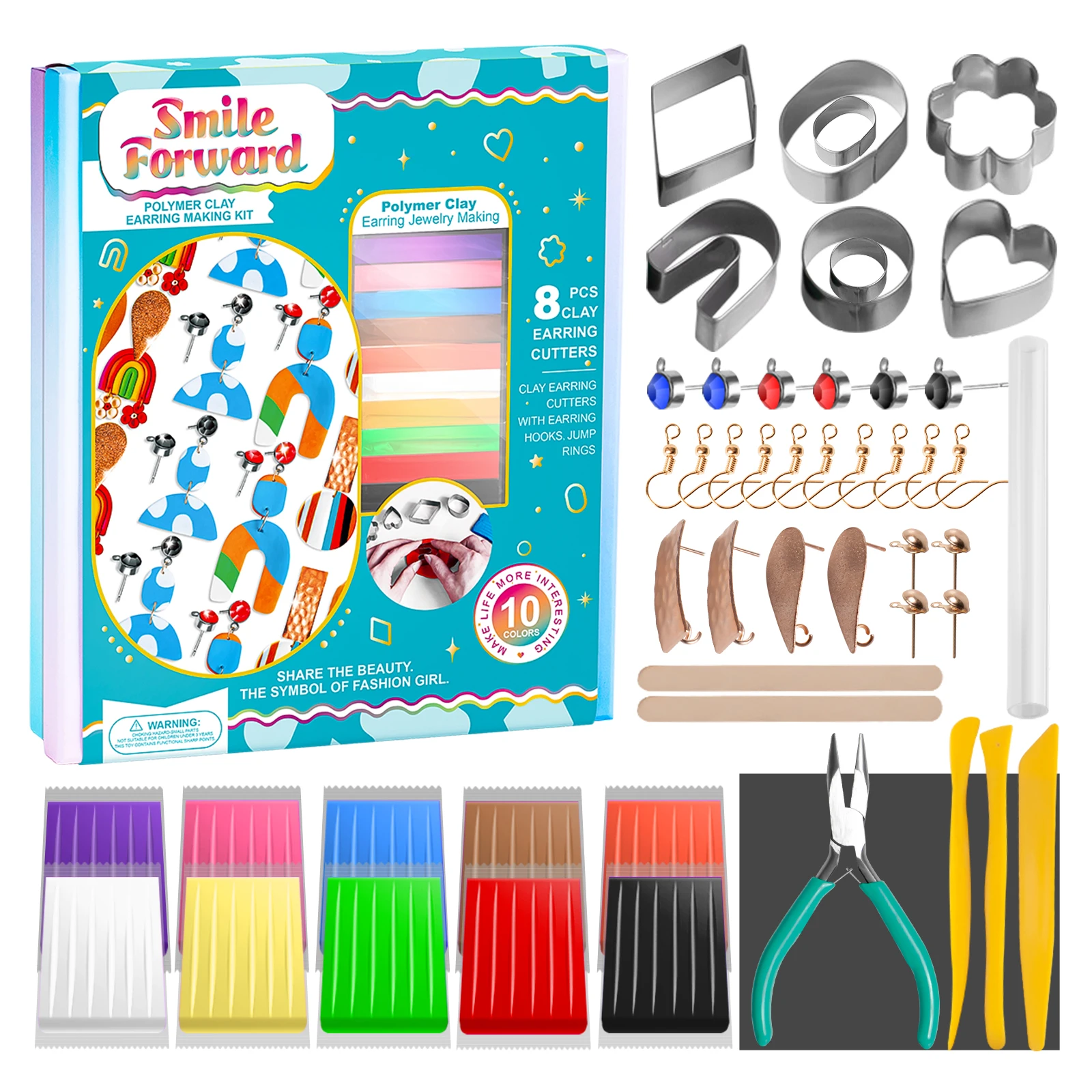 Clay Earring Making Kit 8pcs Polymer Clay Cutters Earring Hooks Jump Rings Clay Sculpting Tools for Earring Jewelry Making Kit
Clay Earring Making Kit 8pcs Polymer Clay Cutters Earring Hooks Jump Rings Clay Sculpting Tools for Earring Jewelry Making Kit