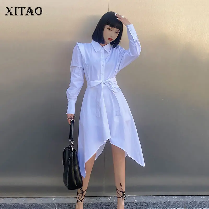 XITAO Temperament Bandage Shirt Dress Solid Color Asymmetrical Hem Fashion Simplicity Casual Turn-down Collar New Dress GWJ2999
XITAO Temperament Bandage Shirt Dress Solid Color Asymmetrical Hem Fashion Simplicity Casual Turn-down Collar New Dress GWJ2999