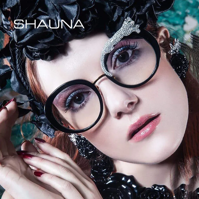 

Женские очки большого размера SHAUNA, круглые солнцезащитные очки с защитой от сисветильник света, металлические очки с кристаллами и леопардовым принтом, UV400