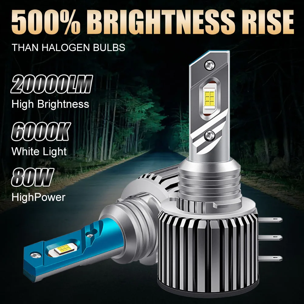 2PCS Car LED Bulb H15 Headlight Bulb 80W High 20000LM 6000K White Fast Heat Dissipation Waterproof for BMW Mercedes Benz Golf
2PCS Car LED Bulb H15 Headlight Bulb 80W High 20000LM 6000K White Fast Heat Dissipation Waterproof for BMW Mercedes Benz Golf