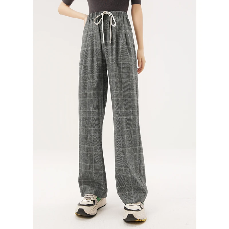 2022 Pants Women 70% Wool 20% Cotton Full Length Casual Plaid Wide Leg Pants Autumn Winter Elastic Waist Streetwear Women
2022 Pants Women 70% Wool 20% Cotton Full Length Casual Plaid Wide Leg Pants Autumn Winter Elastic Waist Streetwear Women