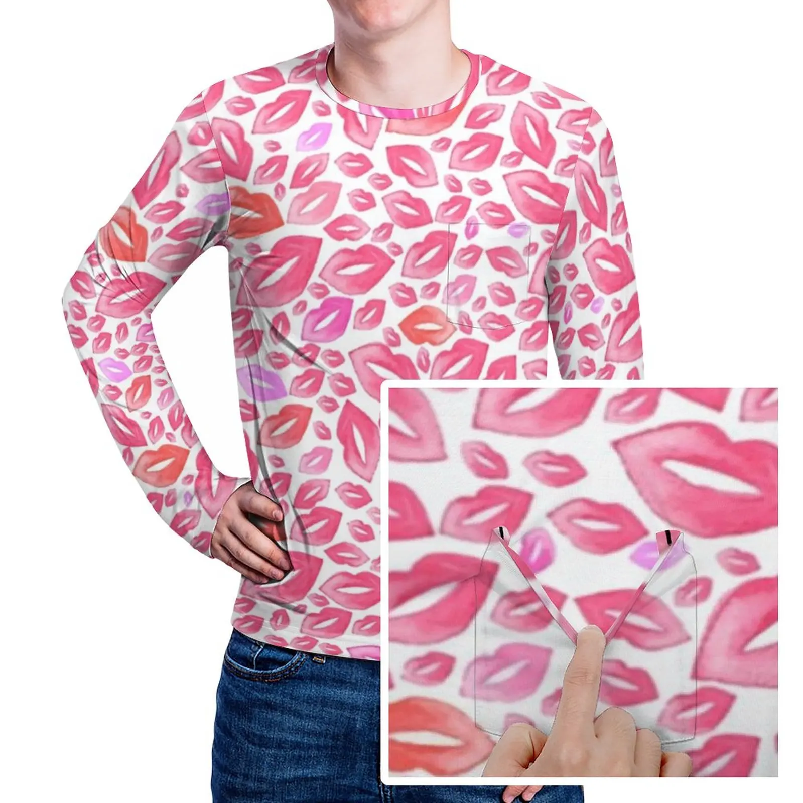 Футболка с принтом губ, винтажные футболки с принтом бесконечные целуи, с карманом, футболка с длинным рукавом с принтом, повседневные Забавные футболки оверсайз
Футболка с принтом губ, винтажные футболки с принтом бесконечные целуи, с карманом, футболка с длинным рукавом с принтом, повседневные Забавные футболки оверсайз