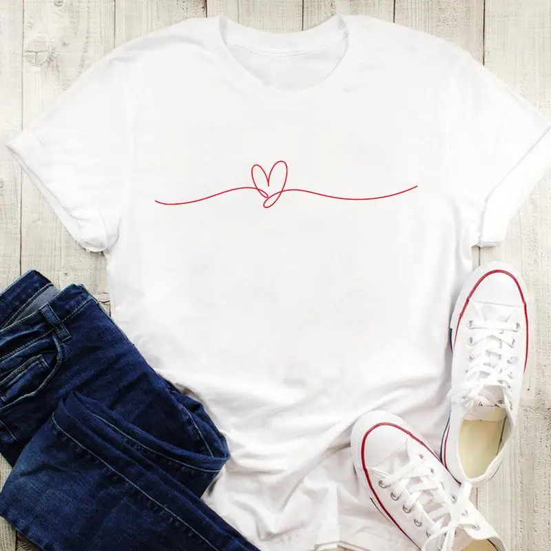 Women Short Sleeve Print Fashion Love Heart Sweet Cute T Shirt Cartoon Ladies Female Graphic Tees Tops Clothing T-Shirt 
Women Short Sleeve Print Fashion Love Heart Sweet Cute T Shirt Cartoon Ladies Female Graphic Tees Tops Clothing T-Shirt