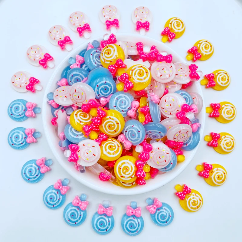 

10 Pcs Cute Cartoon Mini Candy Lollipop Flat Back Resin Cabochons Scrapbooking DIY Jewelry Craft Decorate Accessories F03