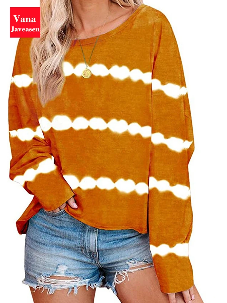 Women's Tie-dye Striped Print T-shirt New Fashion Wild Loose Long Sleeve Round Neck Tee Top Spring Autumn Casual Top New Arrival
Women's Tie-dye Striped Print T-shirt New Fashion Wild Loose Long Sleeve Round Neck Tee Top Spring Autumn Casual Top New Arrival