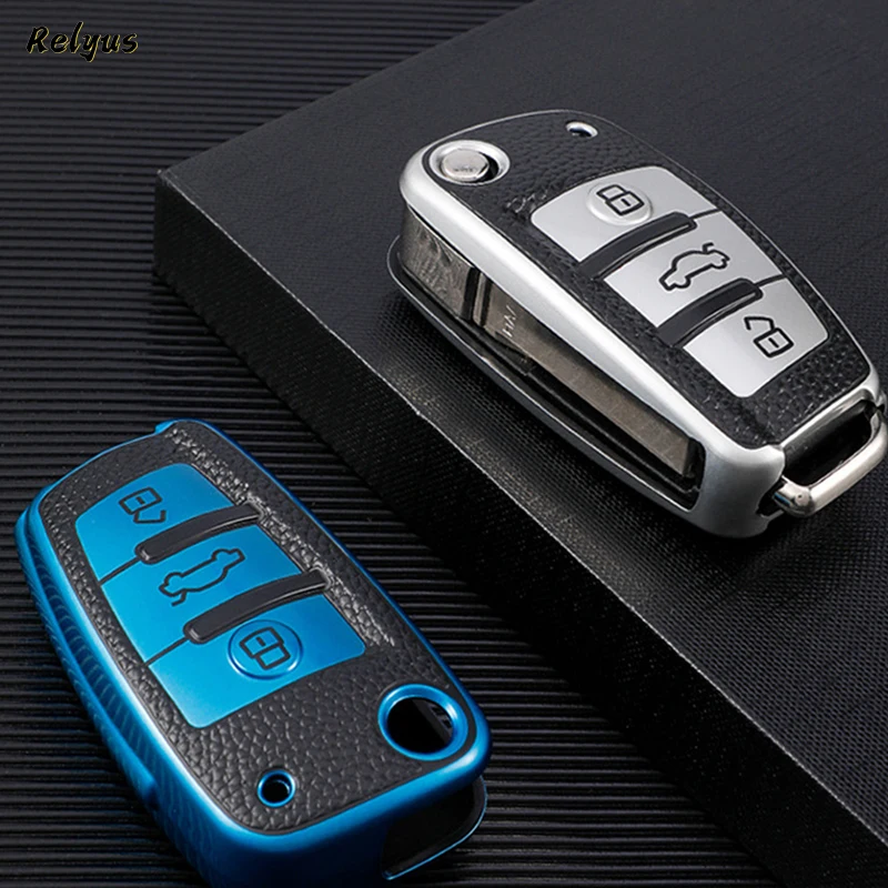 

TPU Leather Remote Car Key Case Cover for Audi A1 A3 A6 A6L Q2 Q3 Q7 TTS C6 R8 S6 RS3 Protector Shell Keyless Auto Accessories