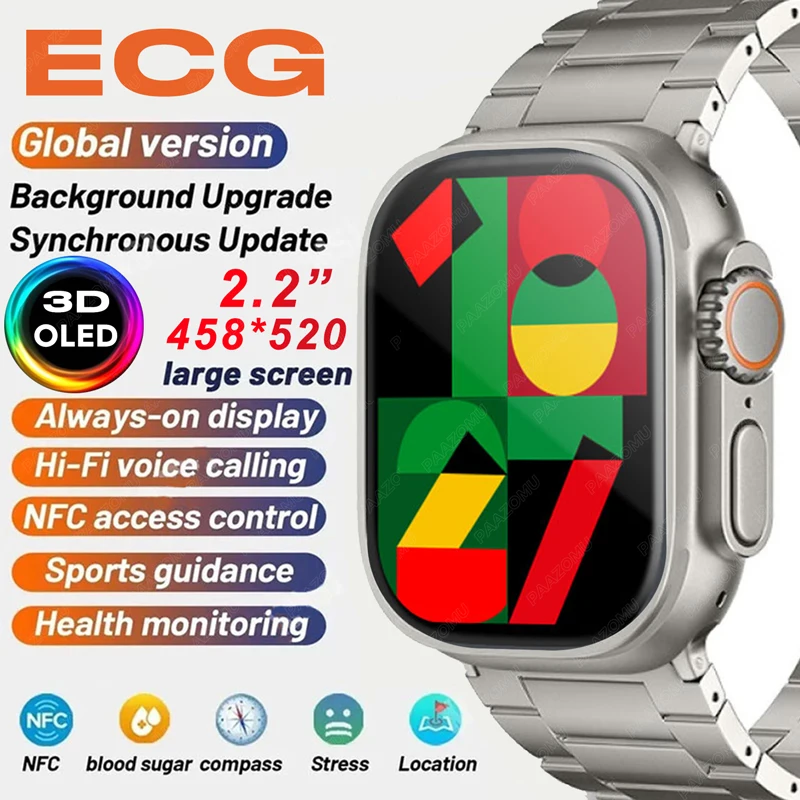 2023 New 3D OLED Screen Smart Watch 2.2“ 458*520 High Refresh ECG NFC Compass Smartwatch Men 1G RAM Music Sport Watches for IOS
2023 New 3D OLED Screen Smart Watch 2.2“ 458*520 High Refresh ECG NFC Compass Smartwatch Men 1G RAM Music Sport Watches for IOS