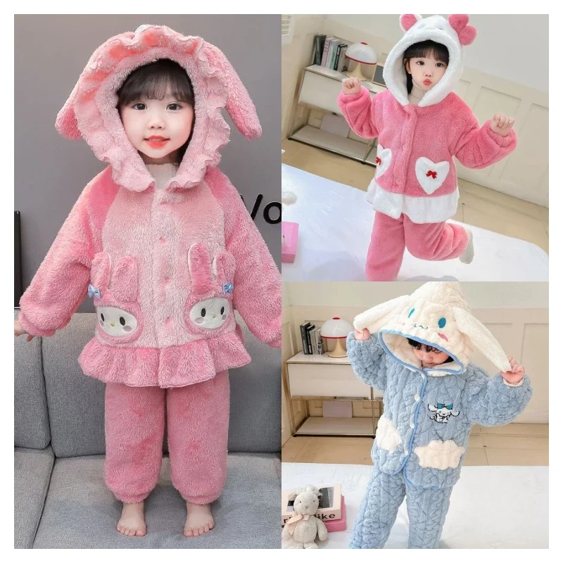 Sanrios Anime My Melody Hellokittys Cinnamoroll Girls Plush Coat Pants 2-piece Set Cartoon Autumn Winter Children Pajamas Suit
Sanrios Anime My Melody Hellokittys Cinnamoroll Girls Plush Coat Pants 2-piece Set Cartoon Autumn Winter Children Pajamas Suit