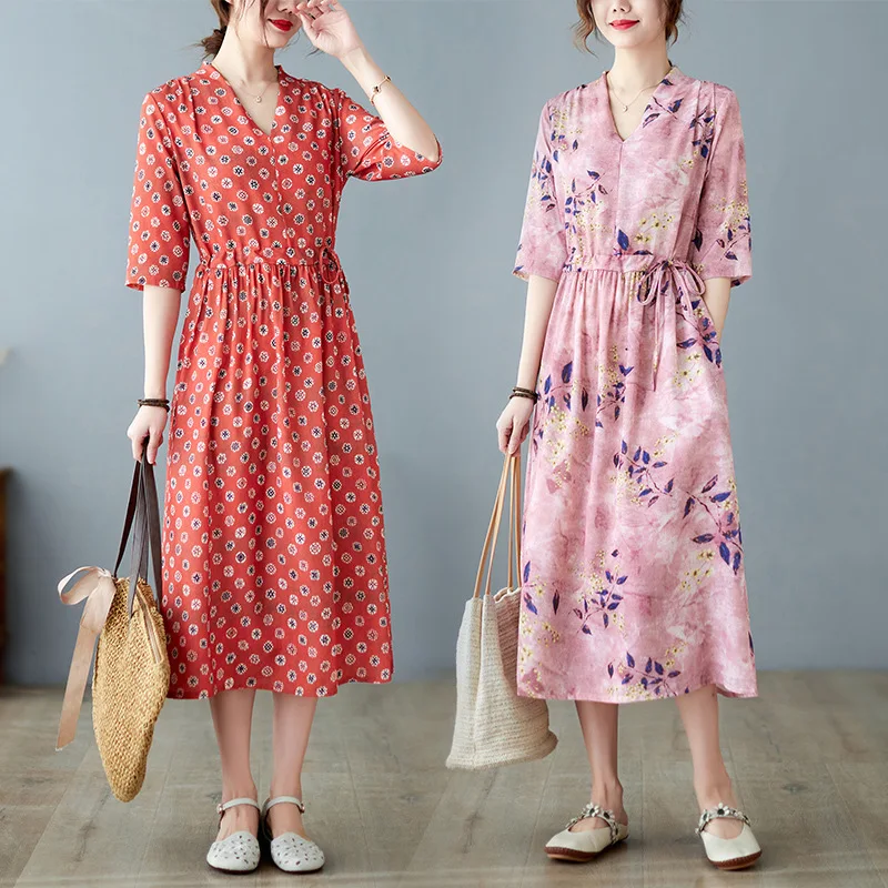 Print Floral A-line Casual Dress 2022 New Arrival Short Sleeve Loose Summer Dress Women Vintage Work Midi Dress
Print Floral A-line Casual Dress 2022 New Arrival Short Sleeve Loose Summer Dress Women Vintage Work Midi Dress