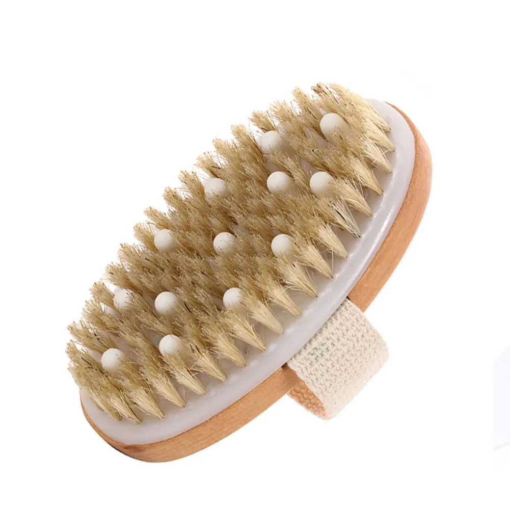 

Wet Dry Body Brush Massage Stimulates Blood Circulation Back Scrubber Skin Exfoliating Portable Handheld Shower Soft Bristles