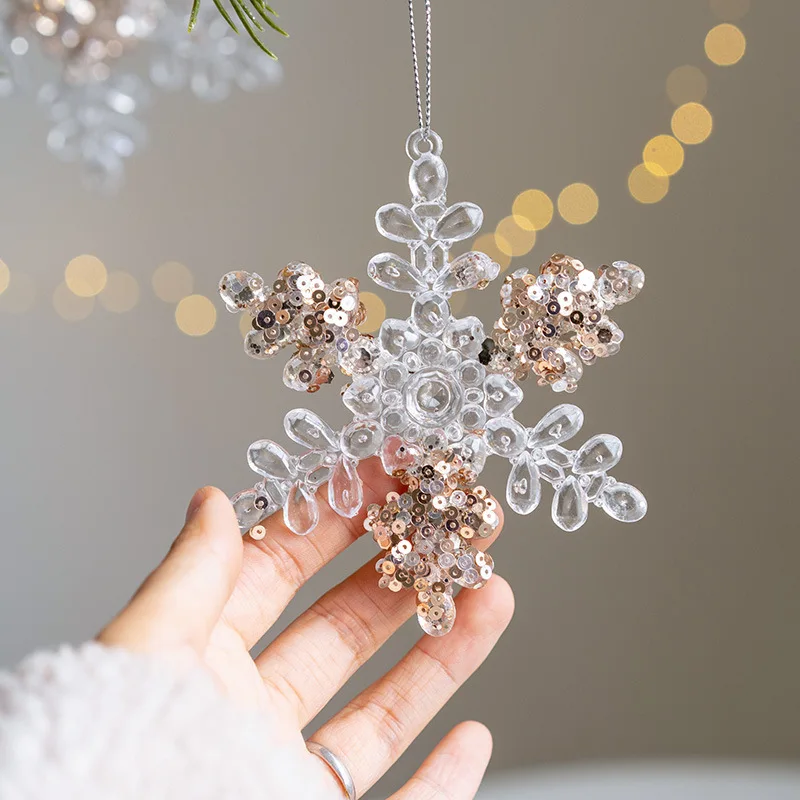 

Christmas Decorations Christmas Snowflake Flakes Sticky Pink Sequins Acrylic Decorative Pendants