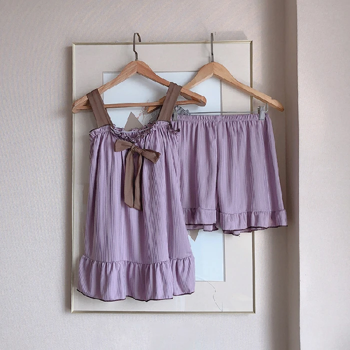 Summer Tracksuit Girls solid Cotton Women Pajamas Set Sling Korean Sexy Fashion Pijama Mujer Students Sleepwear with Chest Pad
Summer Tracksuit Girls solid Cotton Women Pajamas Set Sling Korean Sexy Fashion Pijama Mujer Students Sleepwear with Chest Pad