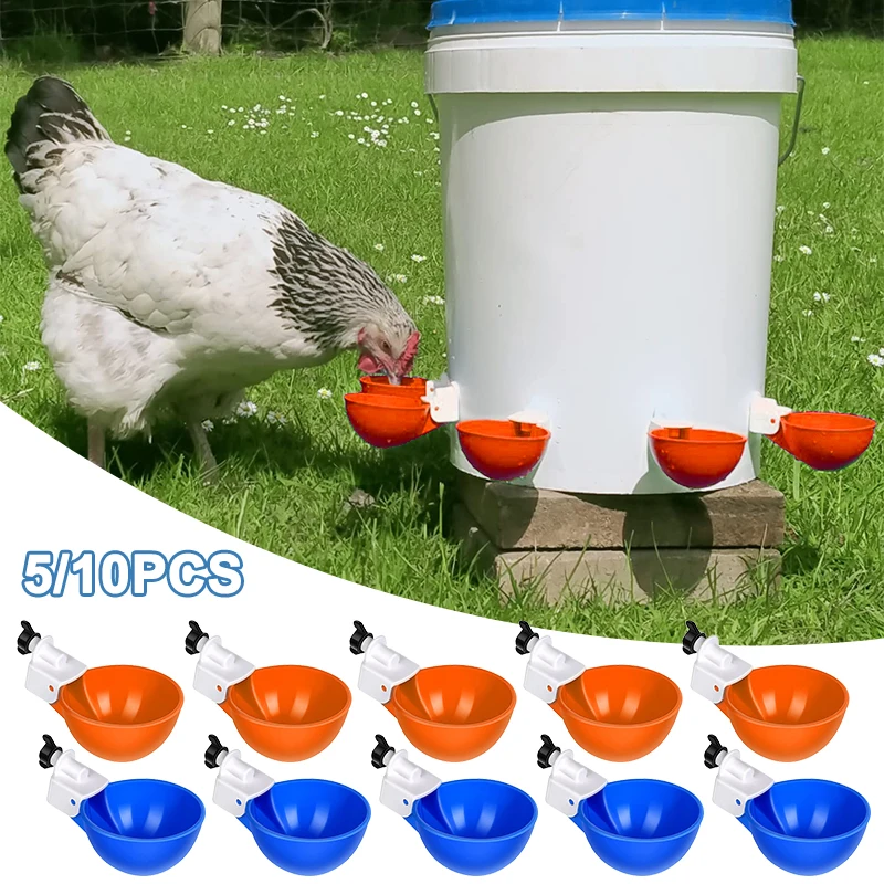 

Watering Duck Chicks Cups Supplie Turkey Poultry Kit Feeding Feeder Goose Quail Automatic Water 5/10PCS For Chicken Drinking &