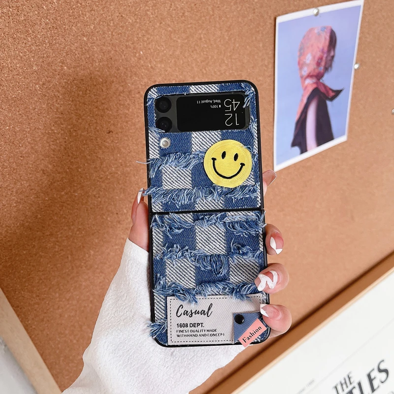 Funda Case for Samsung Galaxy Z Flip 4 Z Flip 3 Fringed Denim Smiling Face Shockproof Protetcion Mobile Phone Case Cover ZFlip4
Funda Case for Samsung Galaxy Z Flip 4 Z Flip 3 Fringed Denim Smiling Face Shockproof Protetcion Mobile Phone Case Cover ZFlip4