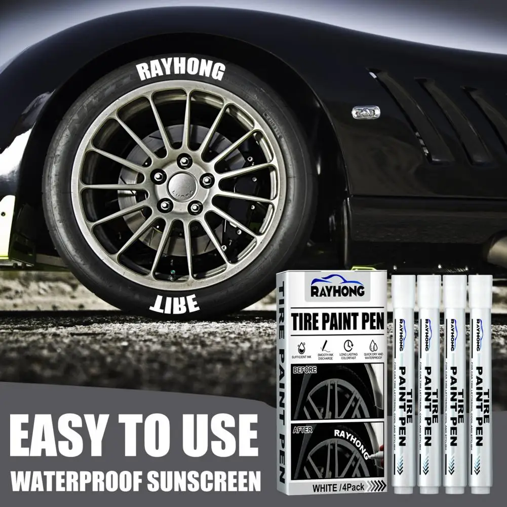 

4Pcs/Box Car Tyre Paint Marker Pens Waterproof Permanent Pen Fit For Car Motorcycle Tyre Tread Rubber Oil Based