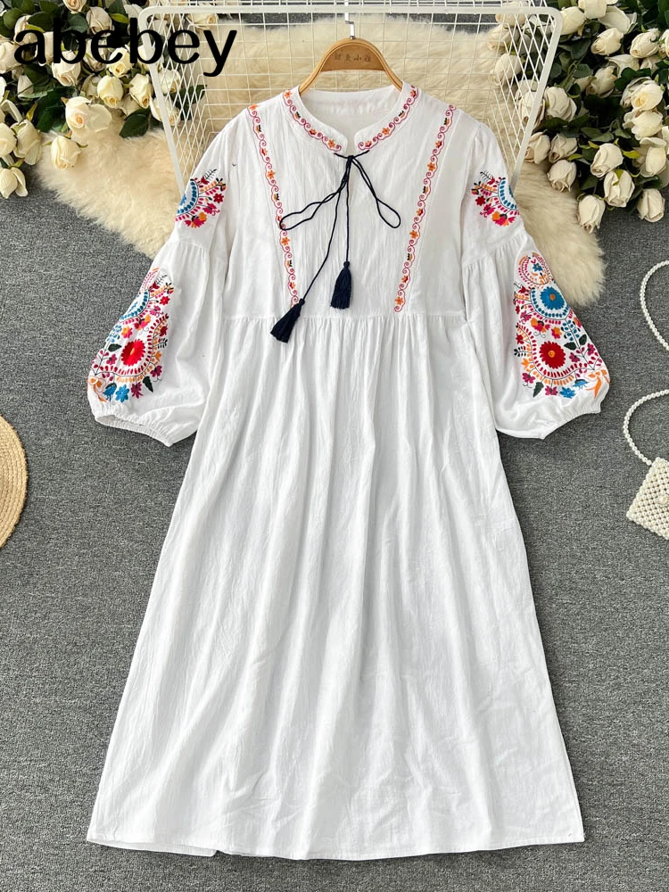 Summer White Boho Vintage Style Hand Embroidered Tunic Mexican Dress Hippie Puebla Retro Hippie Loose Vestidos
Summer White Boho Vintage Style Hand Embroidered Tunic Mexican Dress Hippie Puebla Retro Hippie Loose Vestidos