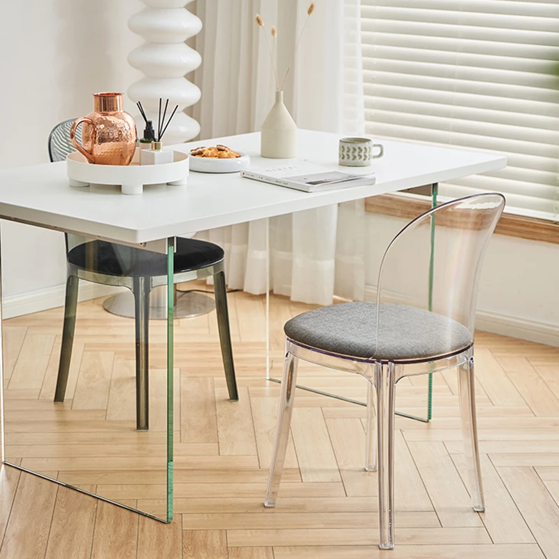 Backrest Bedroom Acrylic Chair Designer Transparent Dining Table Luxury Chair Balcony Fashionable Taburete Kitchen Furniture 
Backrest Bedroom Acrylic Chair Designer Transparent Dining Table Luxury Chair Balcony Fashionable Taburete Kitchen Furniture