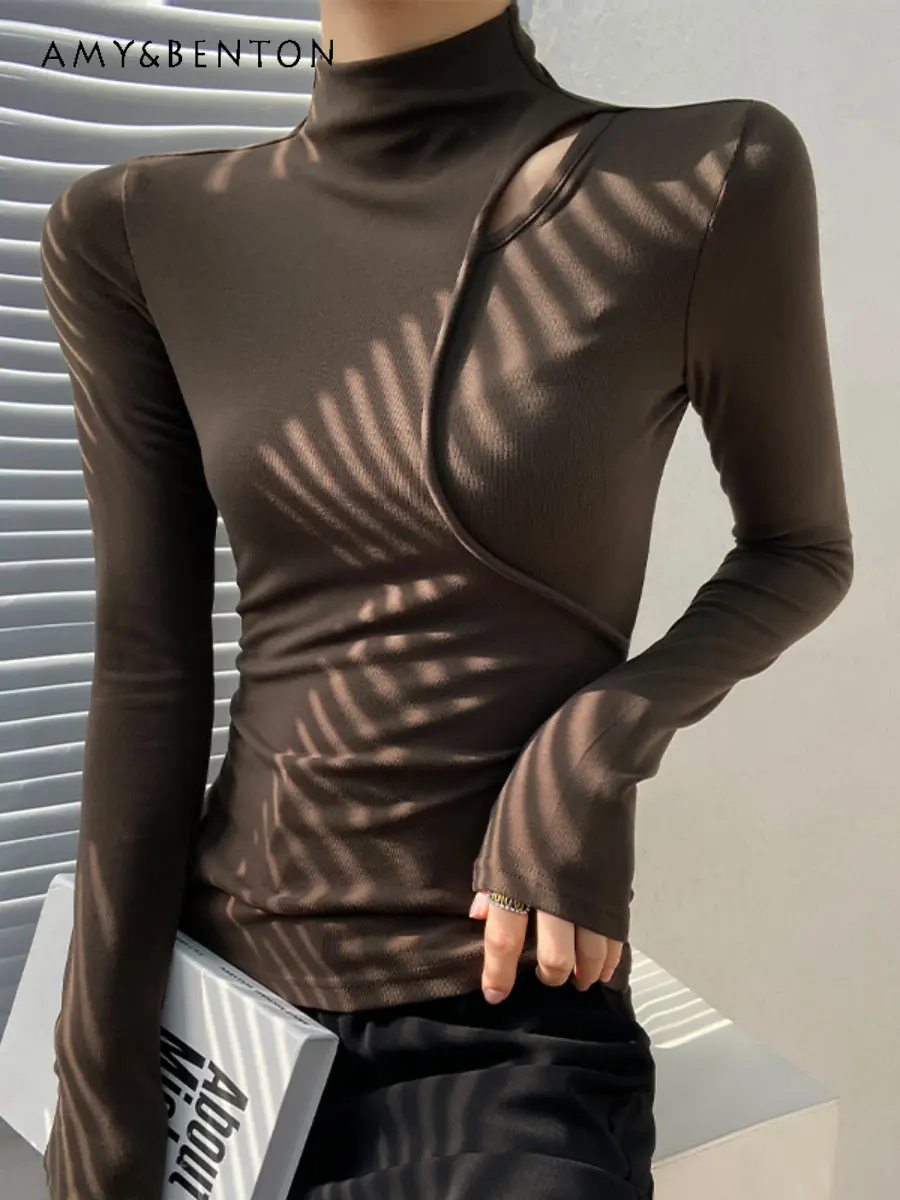 Half Turtleneck Bottoming Shirt Women's Autumn and Winter Hollow-out Design Unique High-Grade Top Inner Wear Long Sleeve T-shirt
Half Turtleneck Bottoming Shirt Women's Autumn and Winter Hollow-out Design Unique High-Grade Top Inner Wear Long Sleeve T-shirt