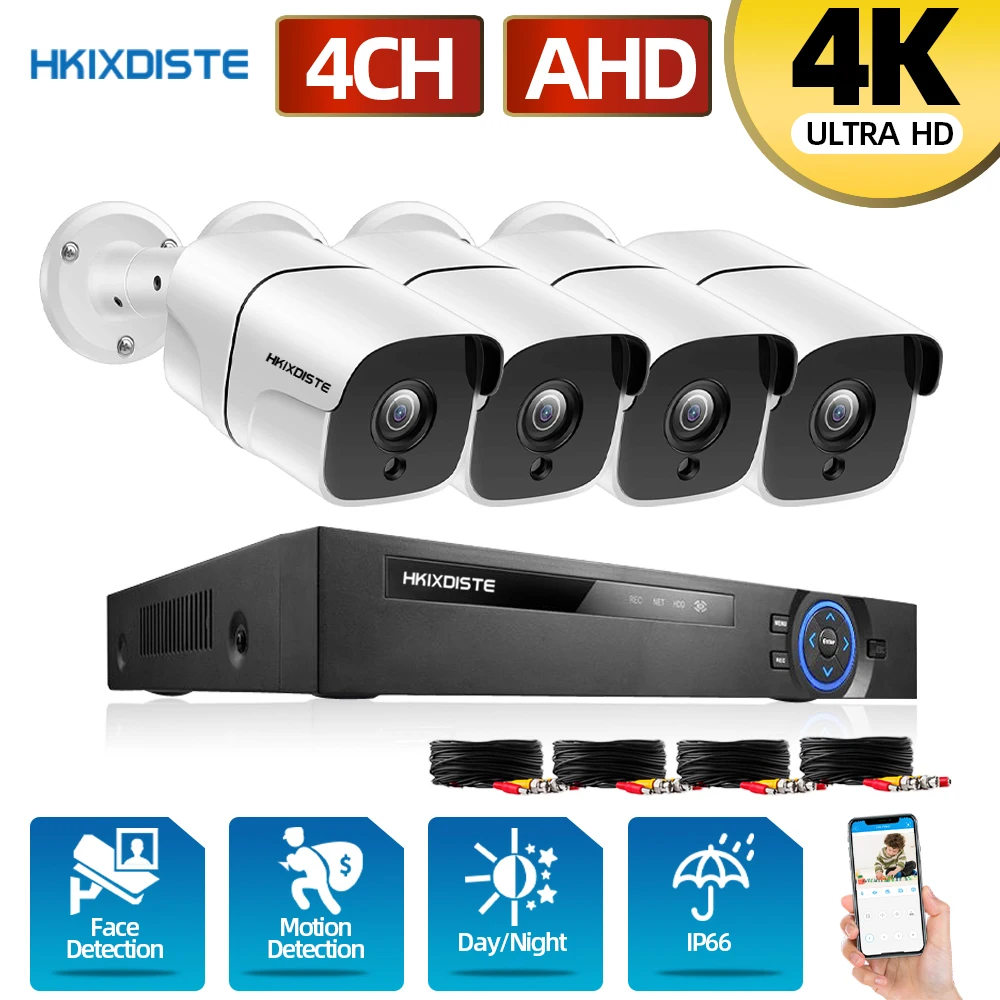 HKIXDISTE H.265+ 4CH DVR CCTV Camera System 8MP IR Night Vision Indoor Outdoor Bullet Camera 4K Home Security System Kit XMEYE
HKIXDISTE H.265+ 4CH DVR CCTV Camera System 8MP IR Night Vision Indoor Outdoor Bullet Camera 4K Home Security System Kit XMEYE