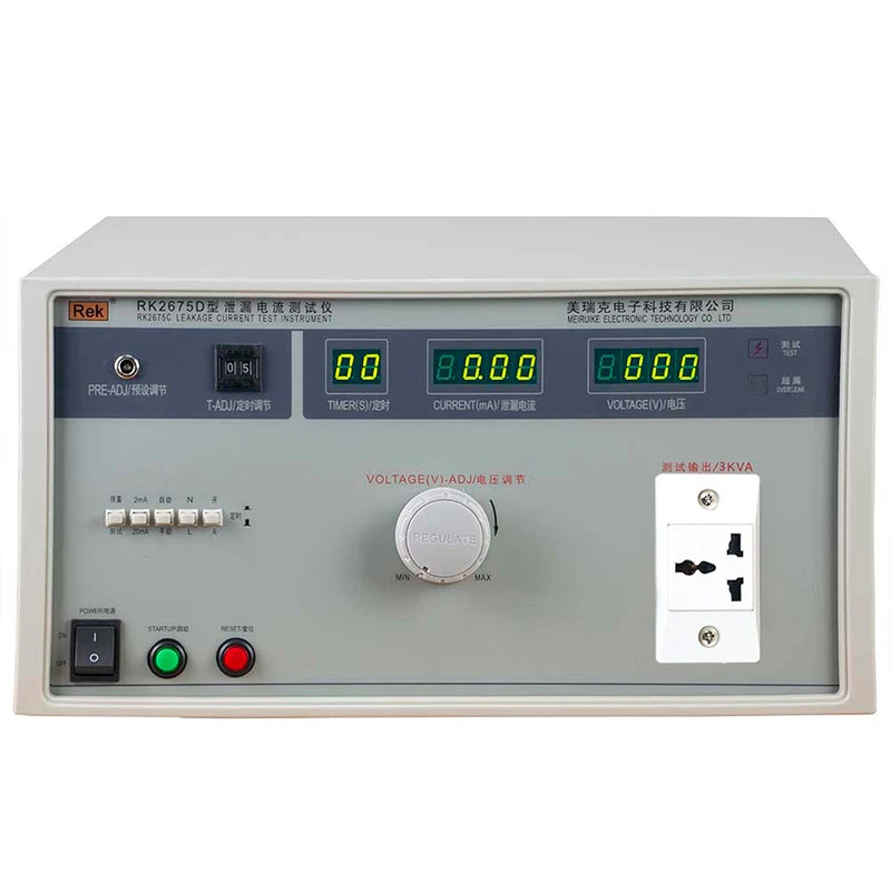 RK2675D Leakage Current Tester Output voltage: 0~250V Test current: 0.03~2mA/20mA Accuracy: ±5%
RK2675D Leakage Current Tester Output voltage: 0~250V Test current: 0.03~2mA/20mA Accuracy: ±5%